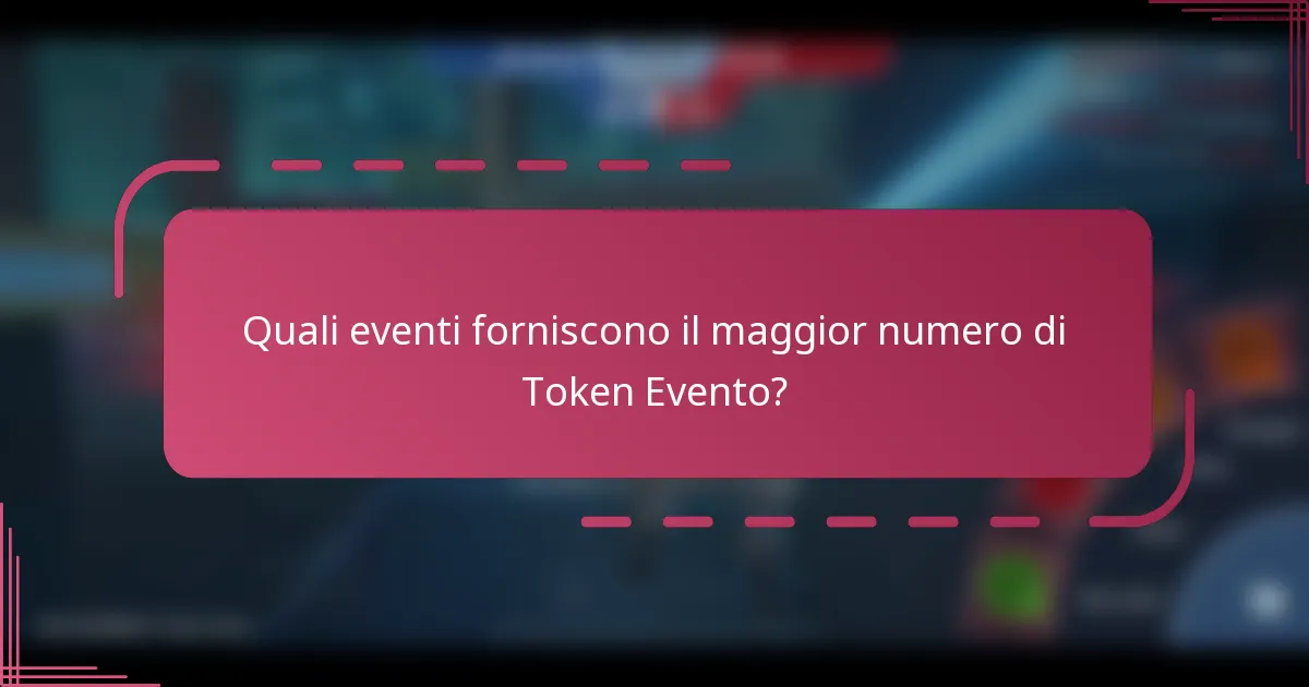 Quali eventi forniscono il maggior numero di Token Evento?